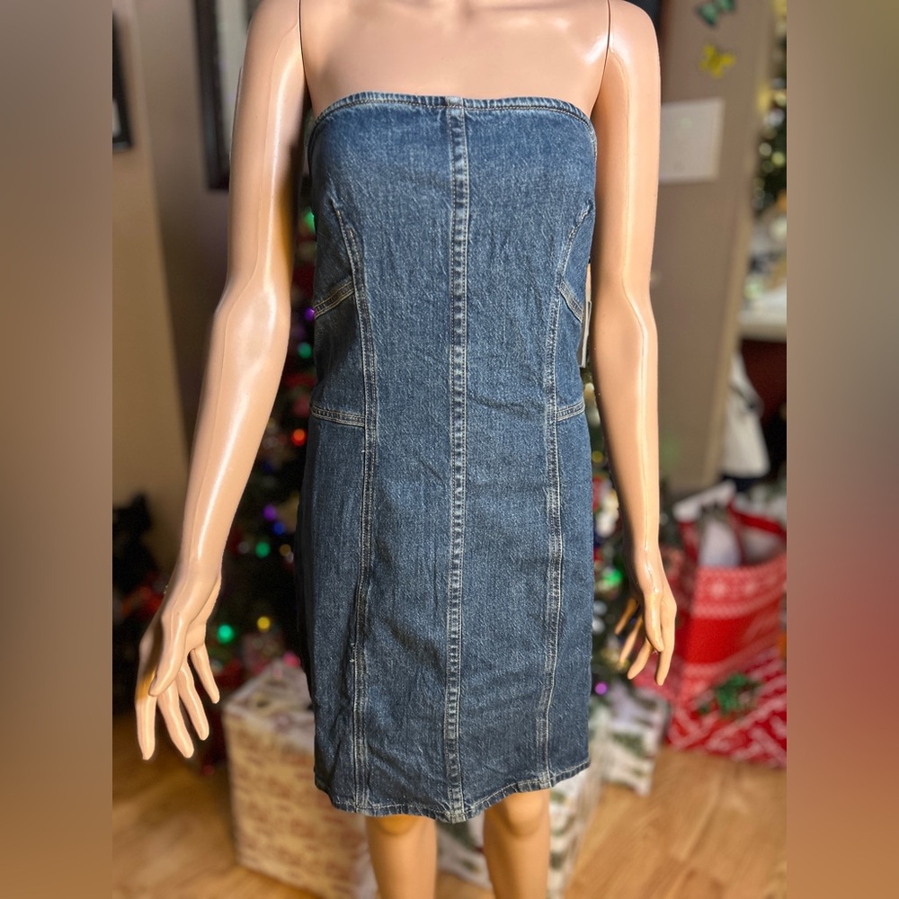 NWT H&M Denim Strapless Dress size L